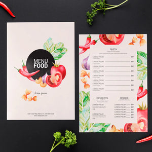 Restaurant Menus - Soft Laminated (Matte Cello) 250gsm stock Double Sided